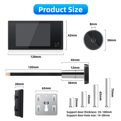 Awapow 3.5" Digital Door Viewer — 120° HD LCD Peephole Camera, 2MP Cat Eye Doorbell Monitor