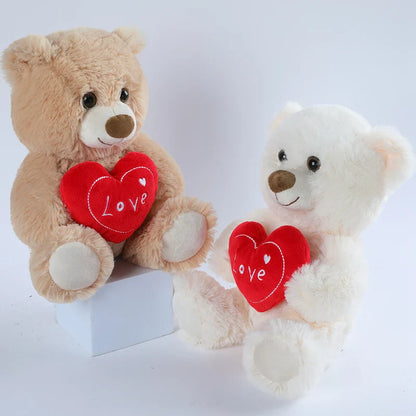 30CM Cute Heart Bear Dog Plush Toy – Red Heart Print Love Stuffed Animal, Creative Valentine's Day Gift for Lovers