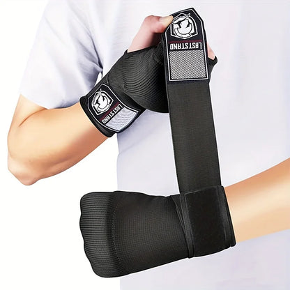 MMA Half Finger Gel Boxing Gloves with Long Wrist Strap - Muay Thai & Sanda Training Inner Hand Wrap Accessory