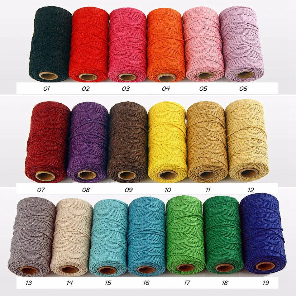 2mm 100M Macrame Cotton Cord – Twine Thread for DIY Crafts, Wall Hangings, Bohemian Wedding & Home Decor