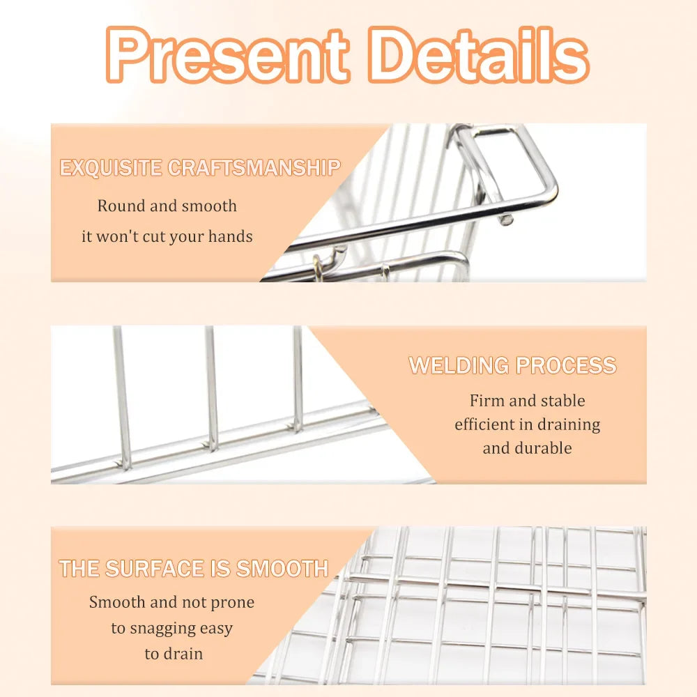 Folding Stainless Steel IGT Basket - 10L Portable Camping Drain Basket & Table Organizer Accessory