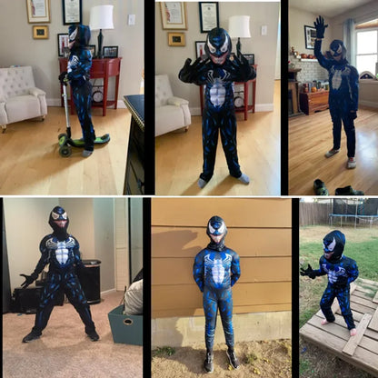 Kids Black Spider Costume - 3D Spandex Superhero Jumpsuit for Halloween Cosplay & Dress-Up