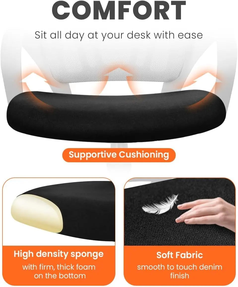 Ergonomic Office Chair – Mid Back Desk Chair with Lumbar Support, Mesh Cushion, Adjustable Swivel & Rolling for Home & Gaming