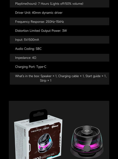 Edifier HECATE G200 Portable Bluetooth Speaker – RGB Lighting, BT5.3 Mini Sound Box with 7-Hour Playback & Phone Holder