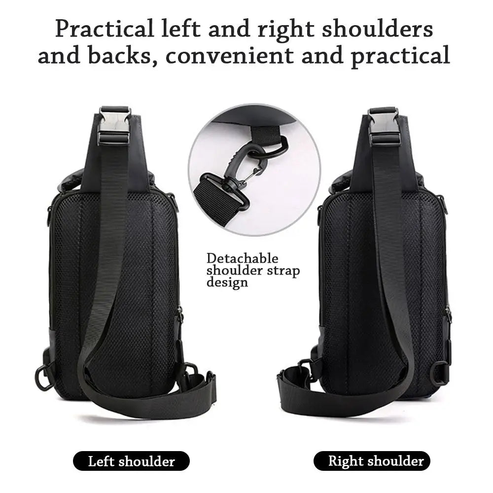 Men's Anti-Theft Sling Chest Bag – Crossbody Messenger Backpack with USB Charging Port