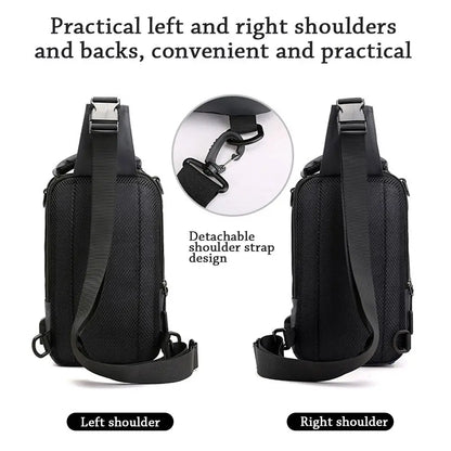 Men's Anti-Theft Sling Chest Bag – Crossbody Messenger Backpack with USB Charging Port