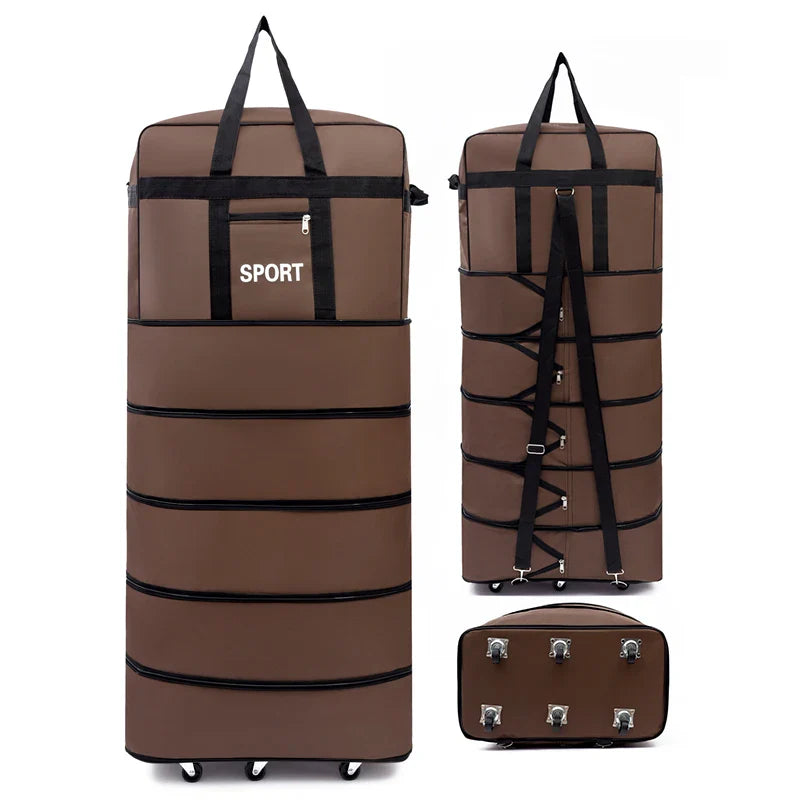 5-Layer Folding Wheeled Travel Bag – Large Capacity Waterproof Durable Luggage for Weekend Trips & Overnight Travel