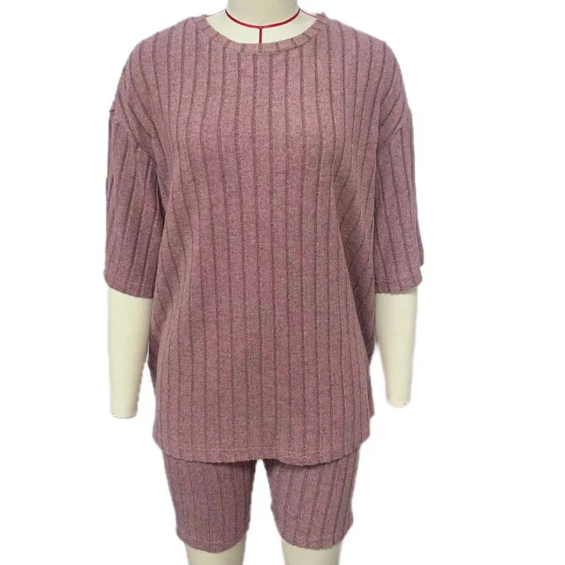 Women’s Summer Casual Short Pants Set – Solid Color Loose Two-Piece Outfit 2025