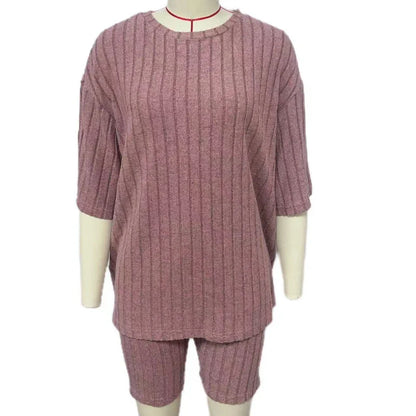 Women’s Summer Casual Short Pants Set – Solid Color Loose Two-Piece Outfit 2025