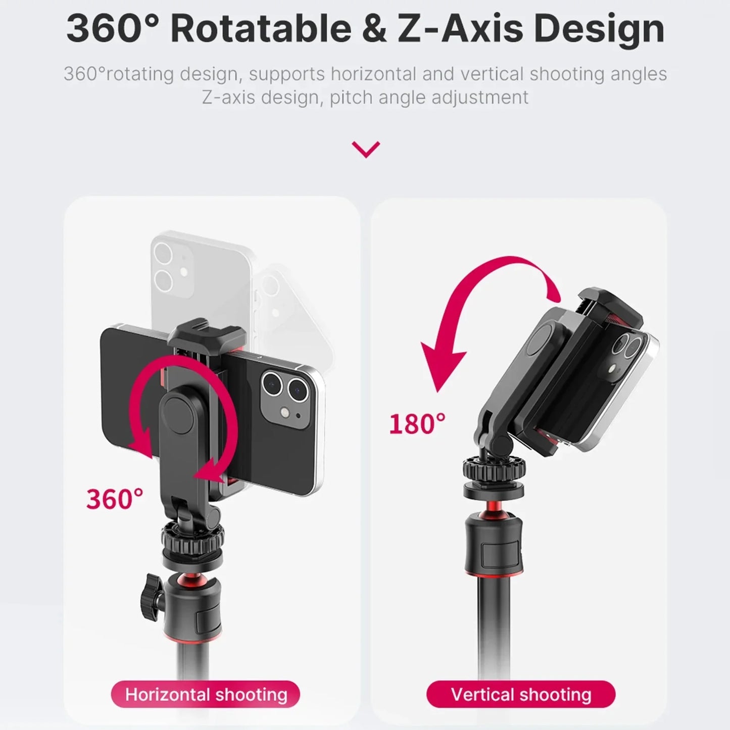360° Rotatable Phone Tripod Mount with Dual Cold Shoe – Multi-Functional Clamp Holder for Vlogging & Streaming