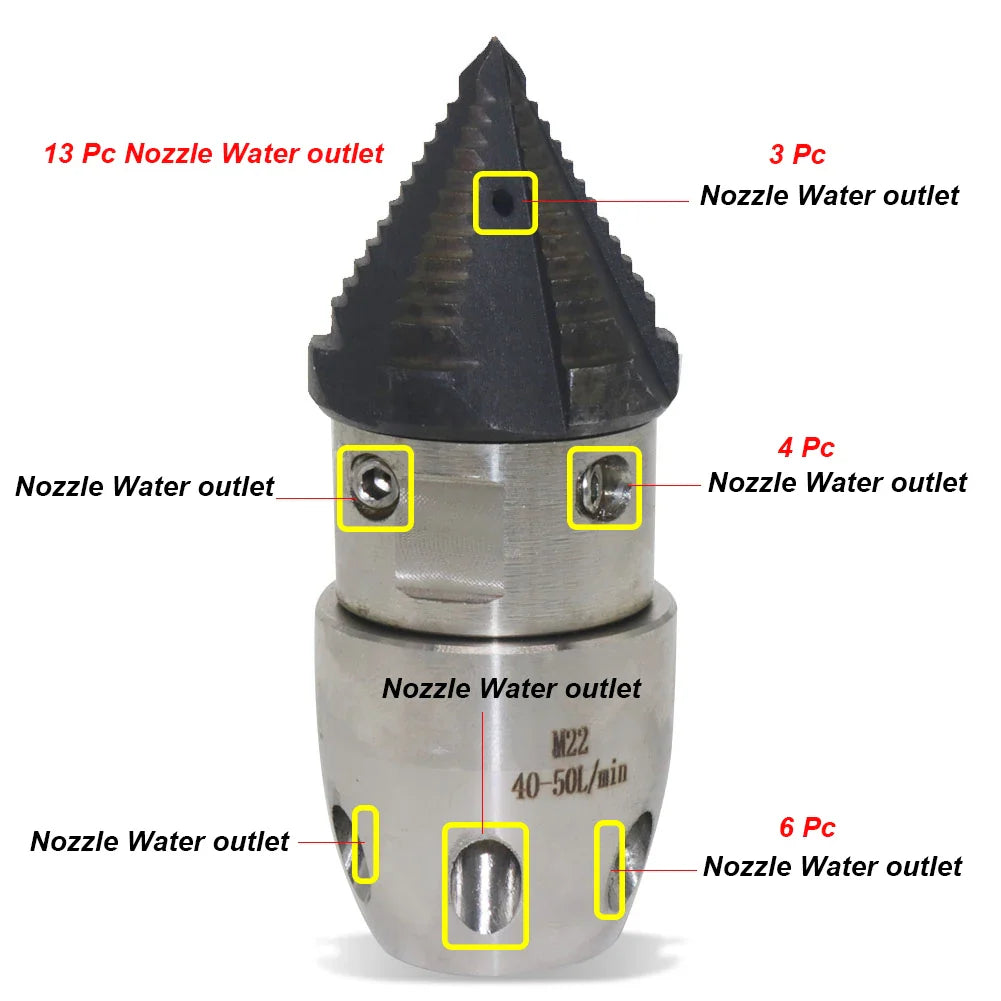 High Pressure Rotating Nozzle 1/2 M22 & 3/8 – Sewer & Sludge Cleaning Water Gun Nozzle for Pressure Washing