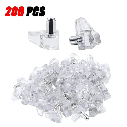 10/500PCS Transparent Shelf Studs – Plastic Laminate & Glass Plate Support Pegs for Cabinet, Wardrobe, Furniture Hardware