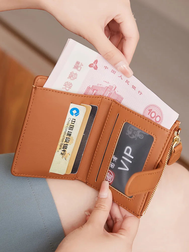 2024 New Minimalist Women’s Wallet — High-Quality PU Leather Short Coin Purse, Fashionable Double-Fold Zero Wallet Holder