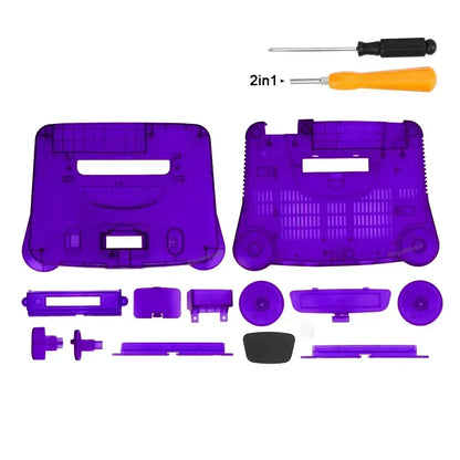 2-Pack Transparent Orange & Purple N64 Replacement Housing Shell – Translucent Case for Nintendo N64 Console