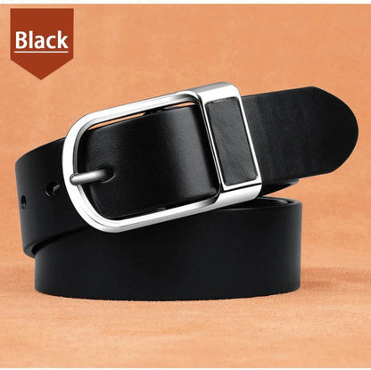 Genuine Leather Men's Belt – High-Quality Buckle, Cowskin Casual & Business Waistband, Cowboy Fashion Designer 2024 New