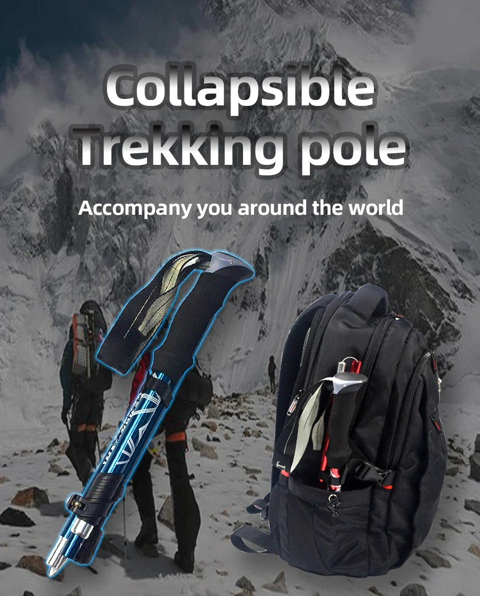5-Section Foldable Trekking Pole – Portable Hiking Stick for Nordic, Elderly & Camping, Telescopic & Easy to Carry
