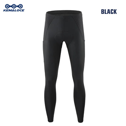 KEMALOCE Men's Cycling Long Pants, Autumn Blue & Grey, Gel Pad, Reflective Bike Bib, Breathable Bicycle Trousers with Rear Pocket
