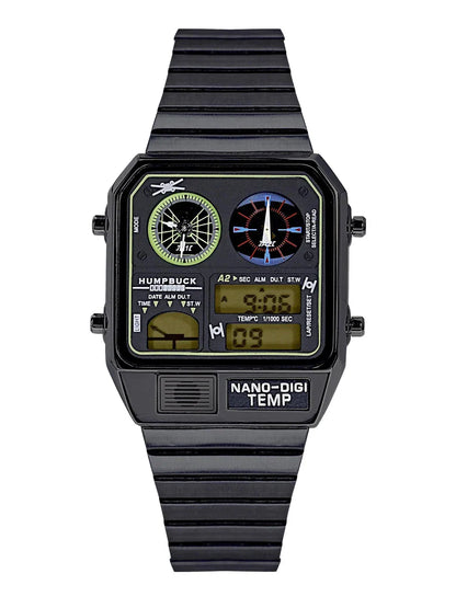 HUMPBUCK Men’s Digital Watch – Multifunctional Classic Wristwatch with Temperature, Stopwatch, Dual Time & Calendar
