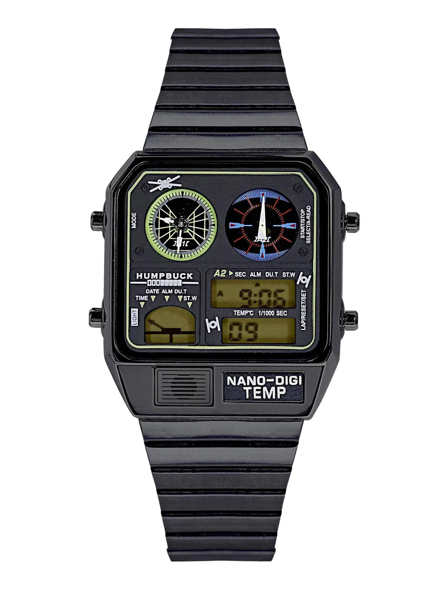 HUMPBUCK Digital Watch for Men – Classic Multifunctional Wristwatch with Temperature, Stopwatch, Dual Time & Calendar