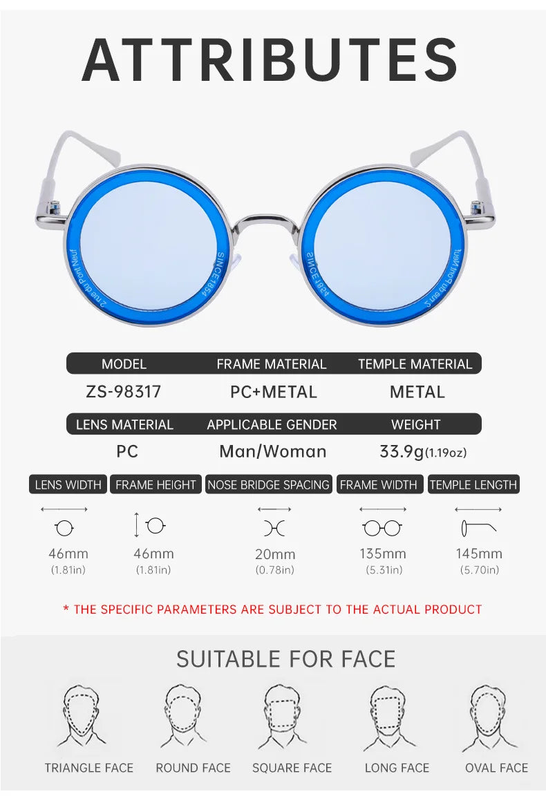 Round Steampunk Sunglasses — Vintage Punk Retro Fashion Glasses for Men & Women