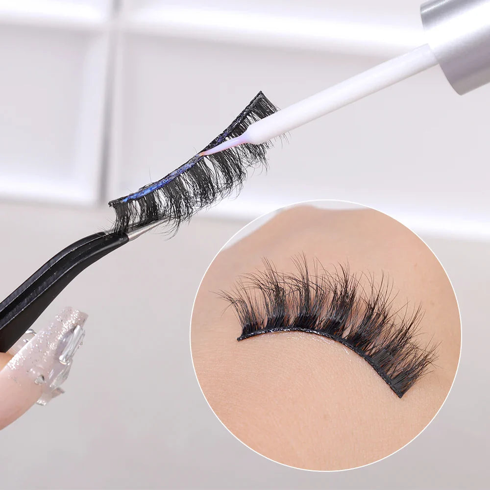 Quick-Dry Invisible Eyelash Glue – Transparent, Waterproof, Self-Adhesive Extension Glue for Natural Fake Eyelashes Makeup