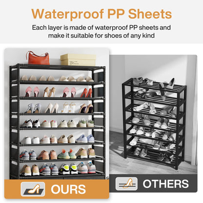 Tribesigns 10-Tier Shoe Rack Organizer – Vertical Shoe Shelf with 4 Drawer Bins, Holds 32 Pairs for Closet & Entryway