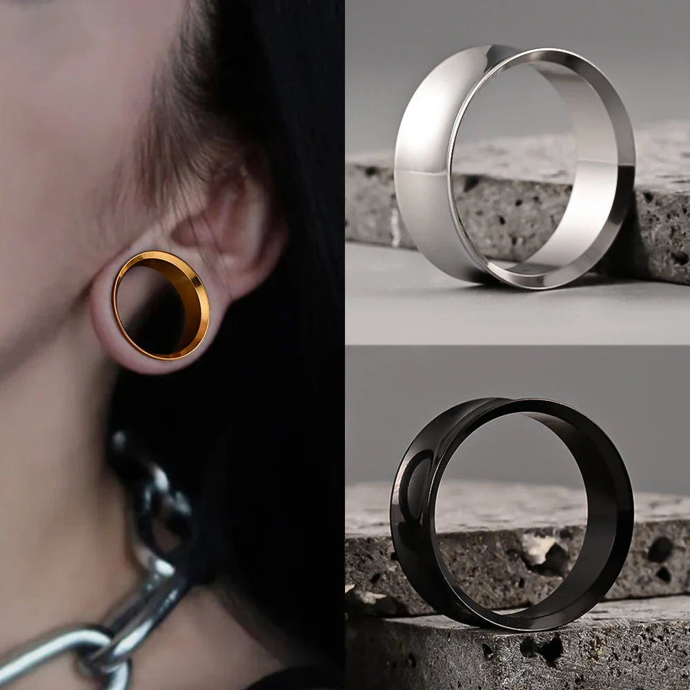 Doearko Stainless Steel Ear Gauges Round Tunnels Plugs Body Jewelry Expander for Women