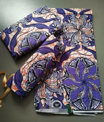 100% Cotton Ankara Fabric - High Quality African Print Batik Real Wax Pagne 6 Yards for Stylish Sewing