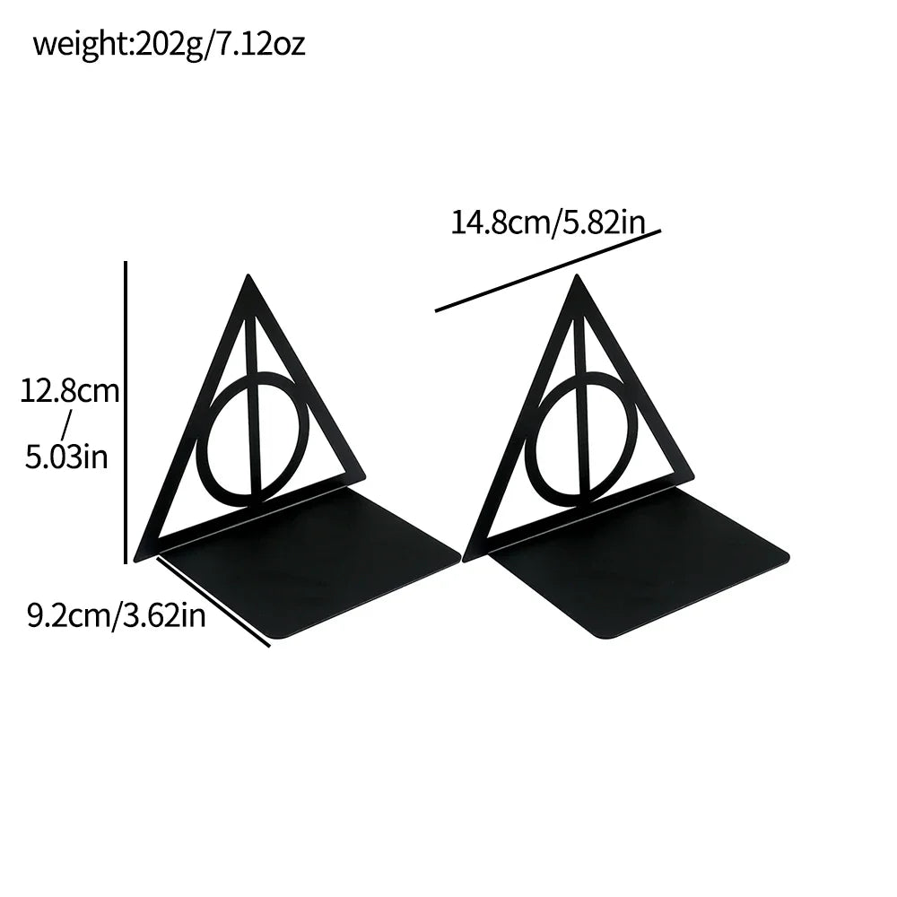 Triangle Metal Bookend – Heavy-Duty Iron Bookend for Desktop Organization, Home & Office Use