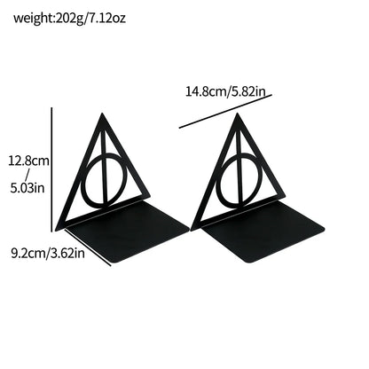 Triangle Metal Bookend – Heavy-Duty Iron Bookend for Desktop Organization, Home & Office Use