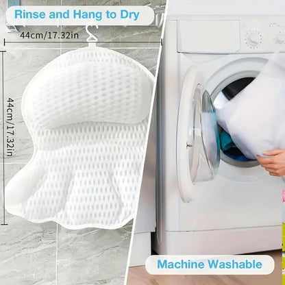 Luxury Bath Pillow with 3D Air Mesh - Secure Suction Neck & Back Support for Home & Spa Use