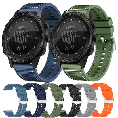 22mm Silicone & Nylon Composite Watch Band for NORTH EDGE APACHE-46 Smartwatch – Sport Replacement Bracelet Strap Correa