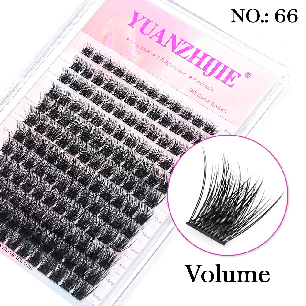 DIY 144 Cluster Lashes – Natural C/D Curl Individual Mink Eyelashes, Free Shipping, Home Makeup Supplies