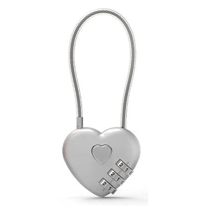 Zinc Alloy Mini Heart-Shaped Password Padlock – Wire Rope Travel Luggage and Package Lock (L9BE)