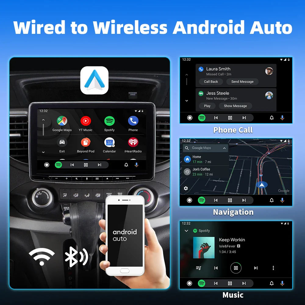 EKIY 2-in-1 Wireless CarPlay & Android Auto Adapter — AI Smart Box for Cars with Wired CarPlay Support