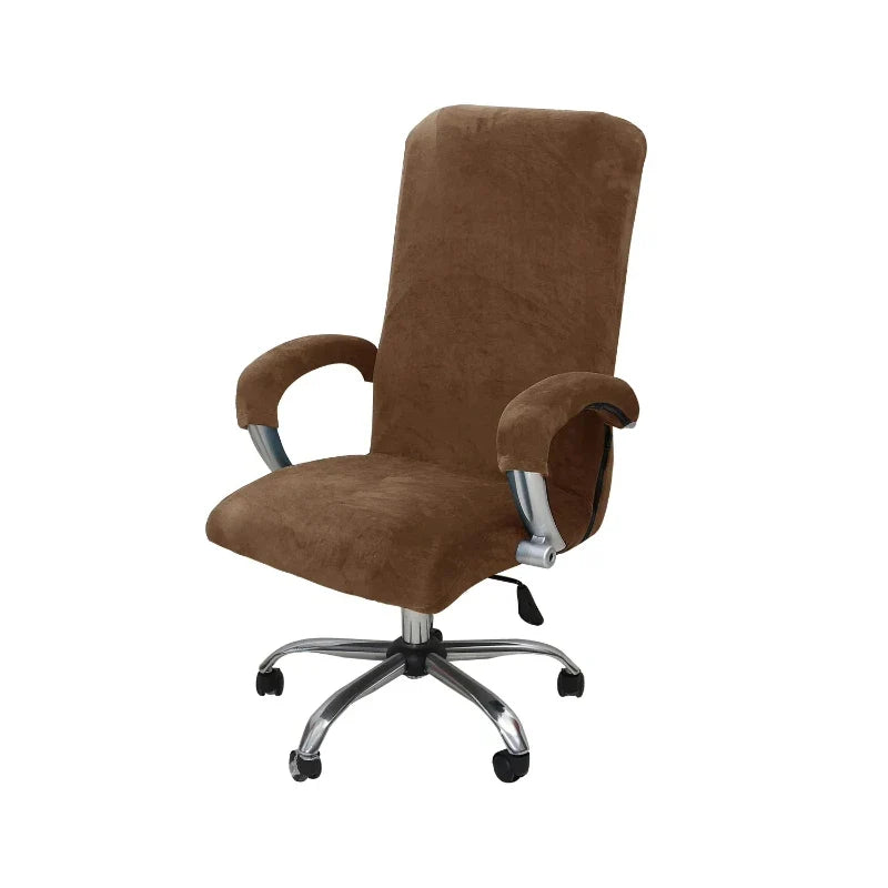 Velvet Office Chair Cover - Black Armchair Protector with Armrest & Gaming Chair Fit
