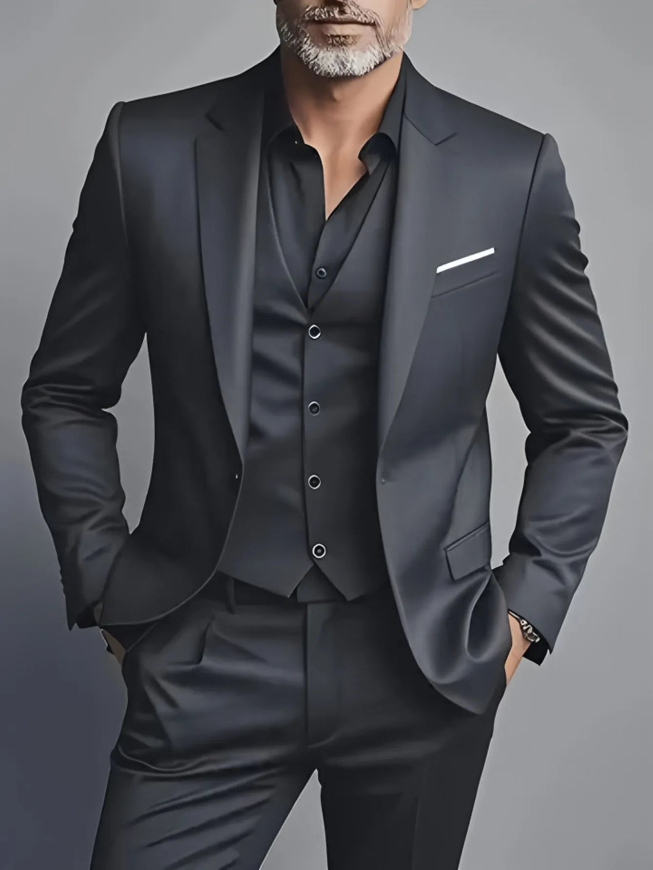 Men's Slim Fit Tuxedo Suit Set - Elegant Black Formal Suit for Weddings, Business & Special Occasions