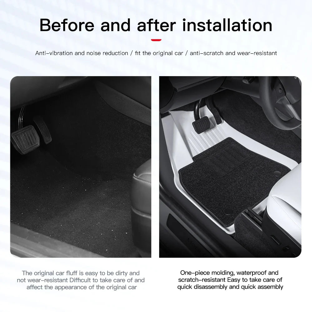 YZ TPE White Foot Pad — Fully-Surrounded Floor Liner for Tesla Model 3 & Model Y (2021–2025) | Waterproof, Non-Slip