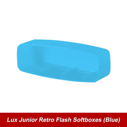 Godox Lux Junior Retro Speedlite — Flash with White, Yellow & Blue Diffuser Softbox