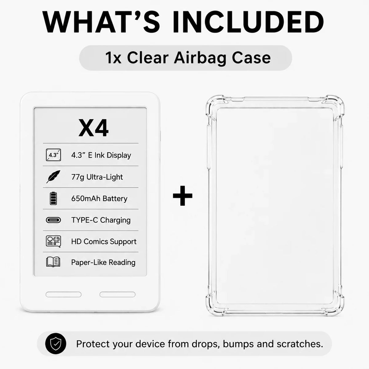 XTEINK X4Pro E-Reader - 3.7-Inch Portable E-Ink Reader with 16GB Storage & High-Resolution Display