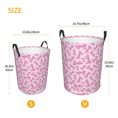 Custom Barbie Logo Laundry Basket – Collapsible Large Capacity Clothes Storage Bin, Disney Baby Hamper