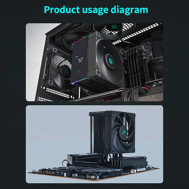 DeepCool AK500S Digital Display CPU Cooler - 5 Heat Pipes, 240W TDP, Compatible with LGA1700/1200/115X/AM4/AM5