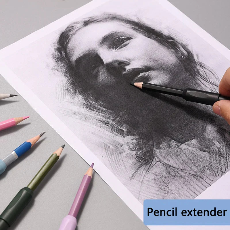 5-Piece Pencil Extender Set – Art Pen Grip & Holder for Sketching, Colored Pencils, School & Office Supplies