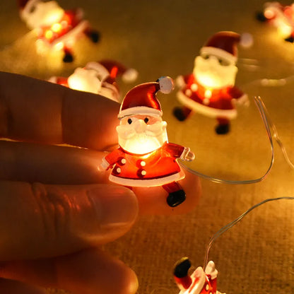 2M 20LED Santa Claus & Snowflake Light String – Christmas Decoration for Home, Xmas Tree, Kids Gift, and New Year 2025