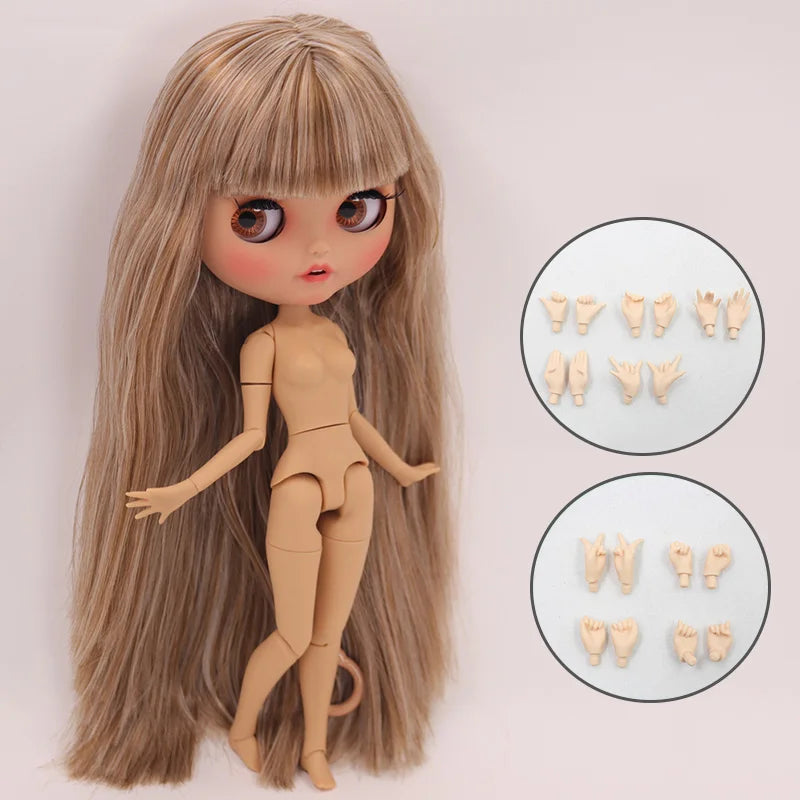 ICY DBS Blyth Doll – 1/6 Joint Body BJD Anime Girl with Tan Skin, Matte Face & Pouting Mouth OOAK OB24