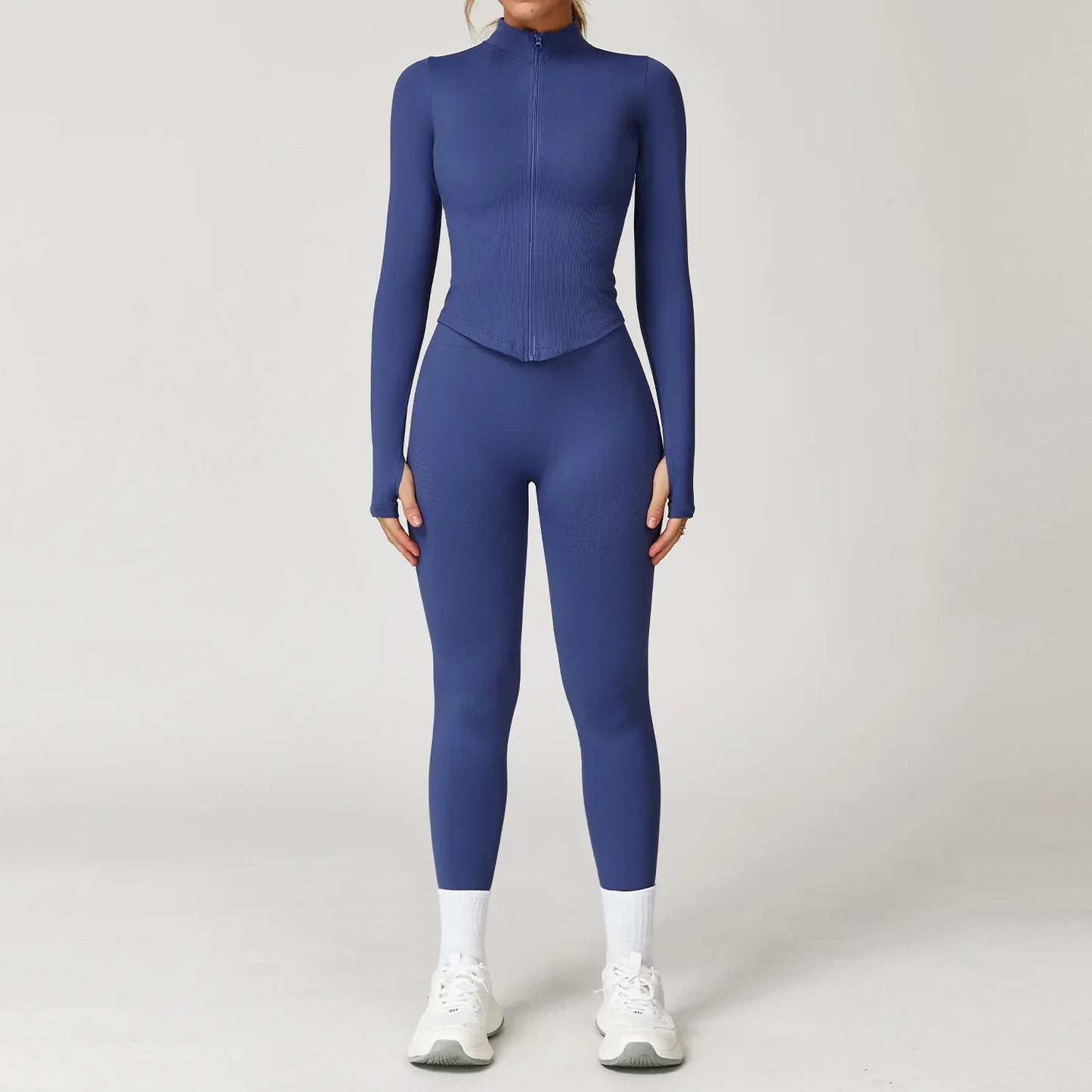 Women’s Seamless 2/3 Piece Yoga Set – Fitness Workout Sportswear with Leggings, Sports Bra & Long Sleeve Gym Outfit