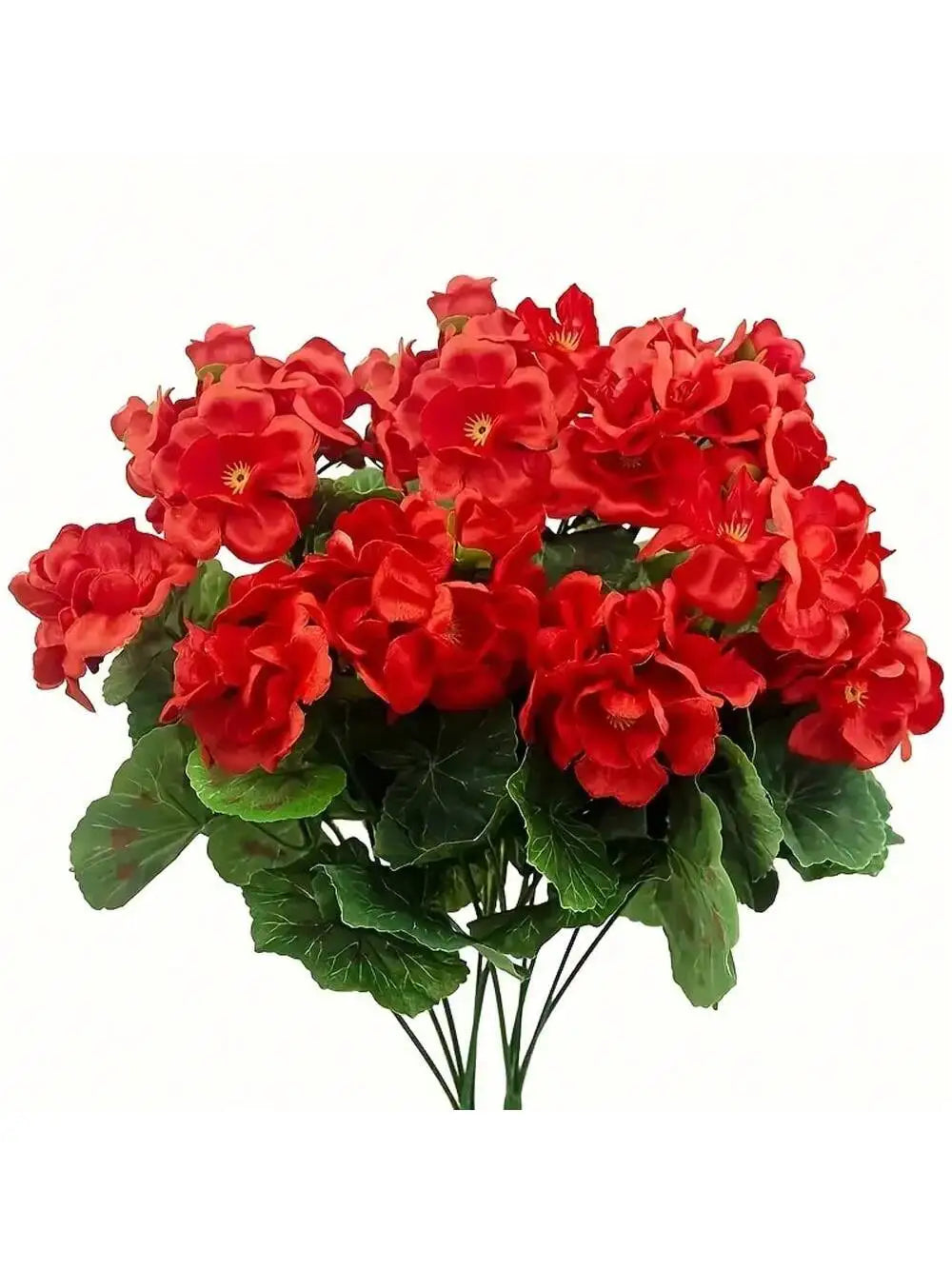 Bright Red Artificial Flowers – UV-Resistant Decor for Indoor & Outdoor Use, Garden, Porch, Window & Vase Centerpieces (1/2/4 Pack)