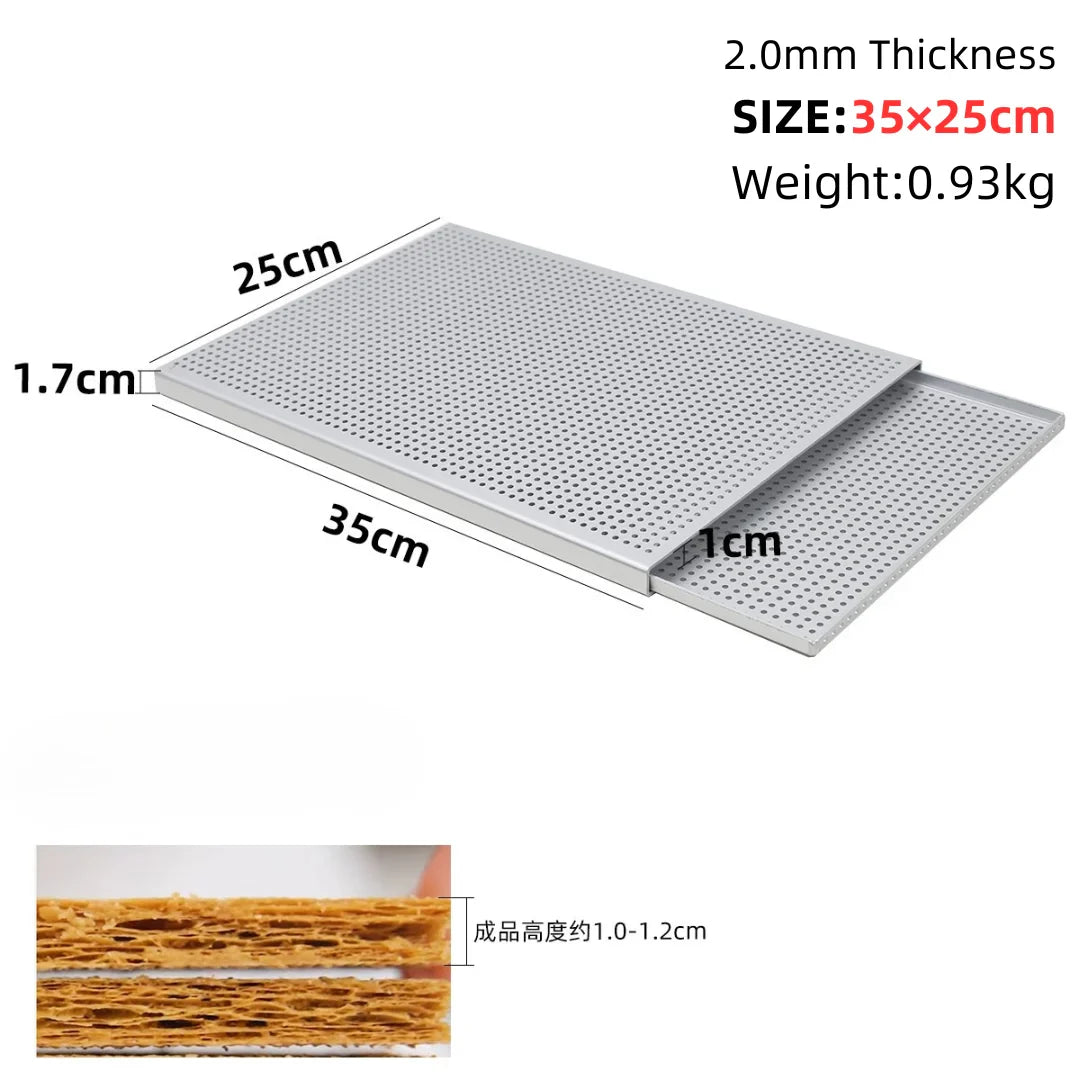 Puff Pastry Baking Tray – Rectangular Perforated Mille Feuille Pan for Oven & Bread