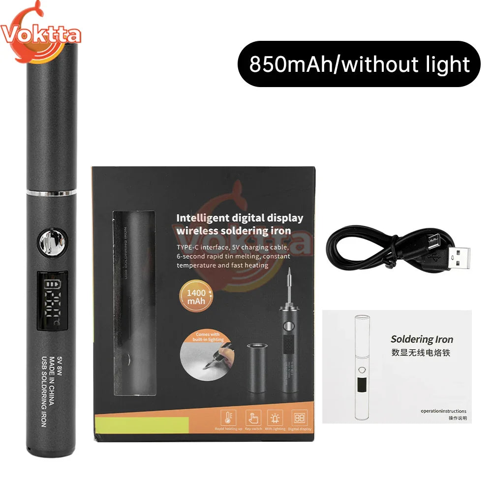USB Rechargeable Soldering Iron Kit – Adjustable Temperature 260–420℃ Electric Welding Tool with 850mAh/1400mAh Battery Portable Soldering Pen