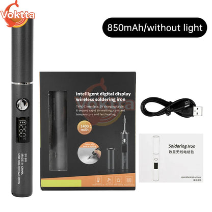 USB Rechargeable Soldering Iron Kit – Adjustable Temperature 260–420℃ Electric Welding Tool with 850mAh/1400mAh Battery Portable Soldering Pen